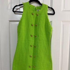 Zara Neon Green Sleeveless Mini Dress